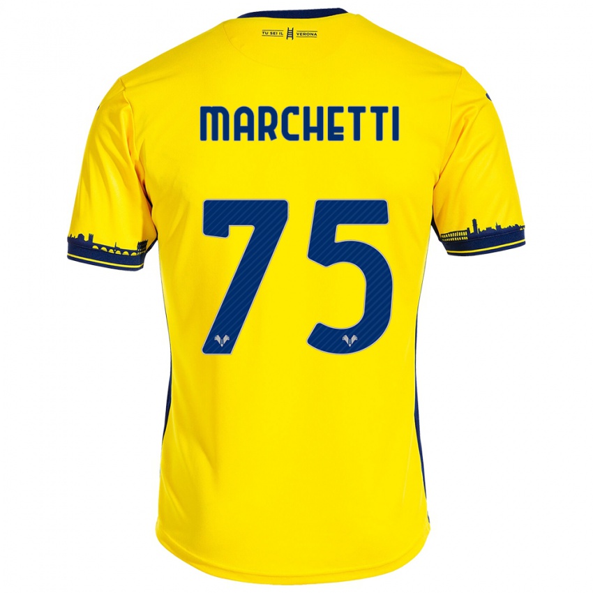 Mujer Camiseta Nicolò Marchetti #75 Amarillo 2ª Equipación 2023/24 La Camisa