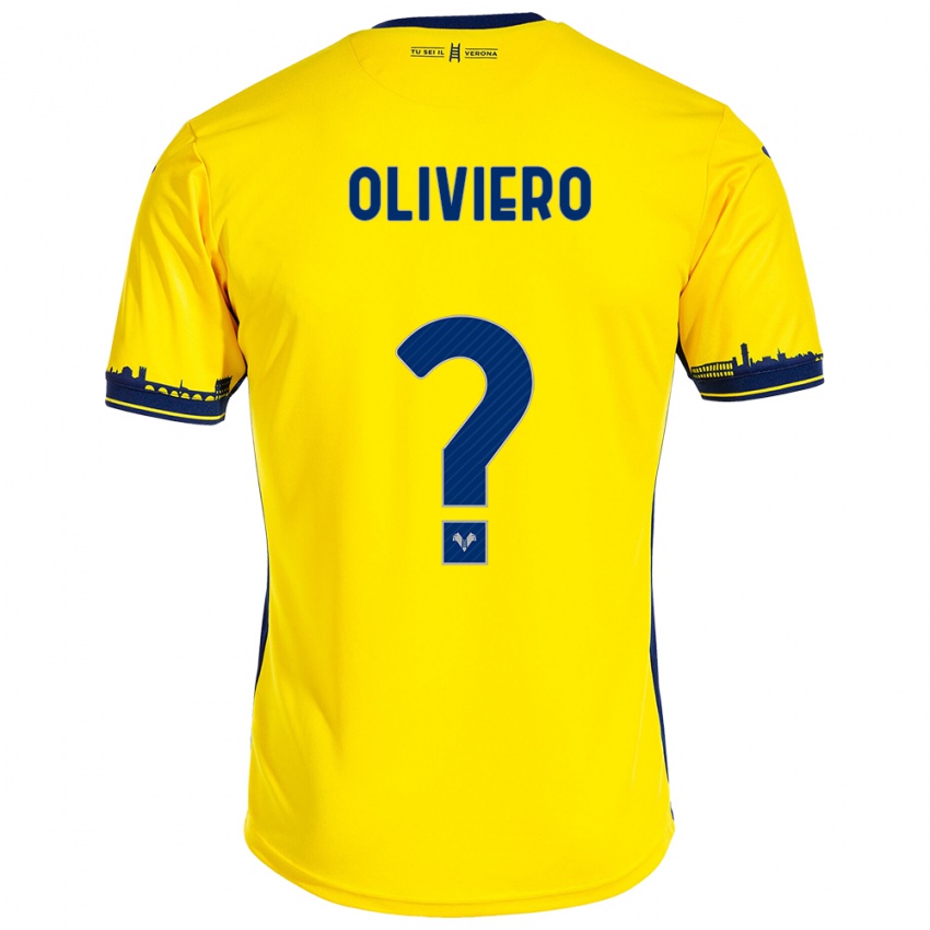 Mujer Camiseta Davide Oliviero #0 Amarillo 2ª Equipación 2023/24 La Camisa