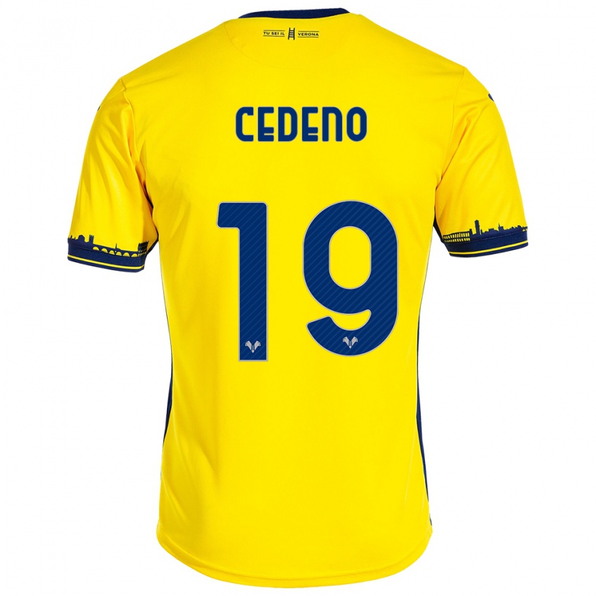 Mujer Camiseta Lineth Cedeno #19 Amarillo 2ª Equipación 2023/24 La Camisa