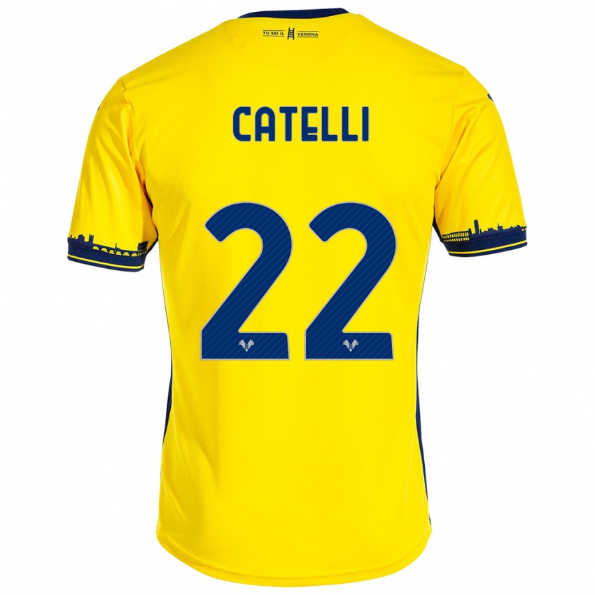 Mujer Camiseta Anna Catelli #22 Amarillo 2ª Equipación 2023/24 La Camisa