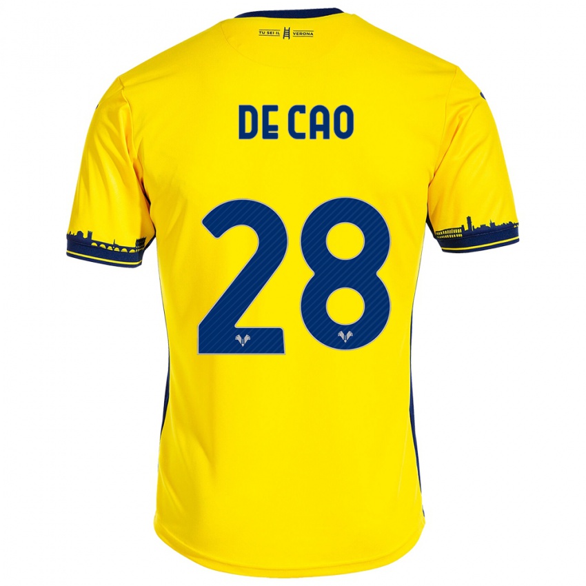 Mujer Camiseta Elena De Cao #28 Amarillo 2ª Equipación 2023/24 La Camisa