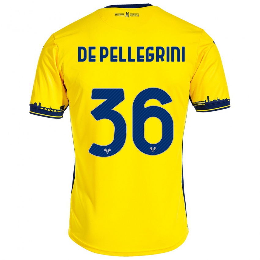 Mujer Camiseta Erika De Pellegrini #36 Amarillo 2ª Equipación 2023/24 La Camisa