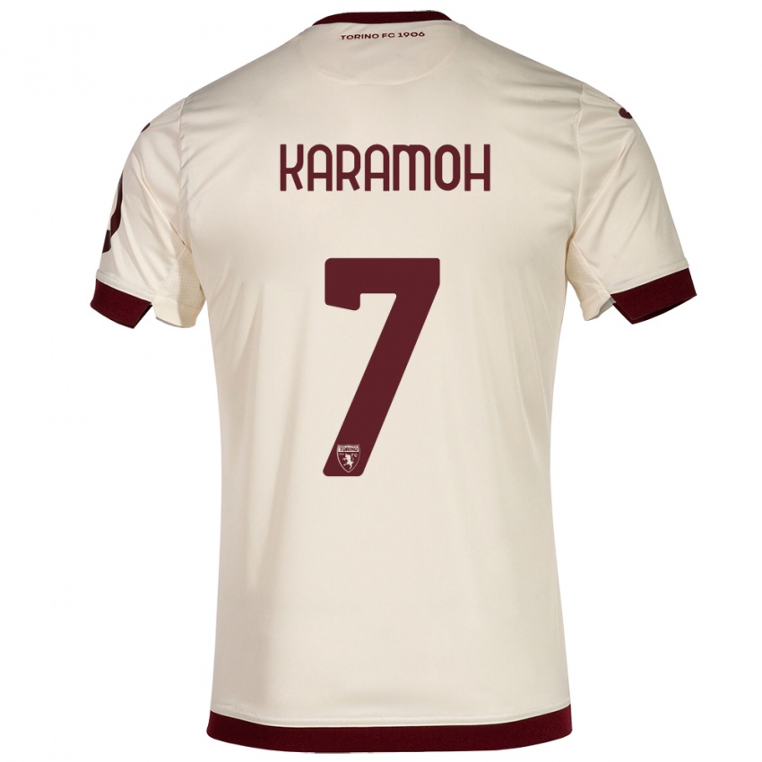 Mujer Camiseta Yann Karamoh #7 Champán 2ª Equipación 2023/24 La Camisa