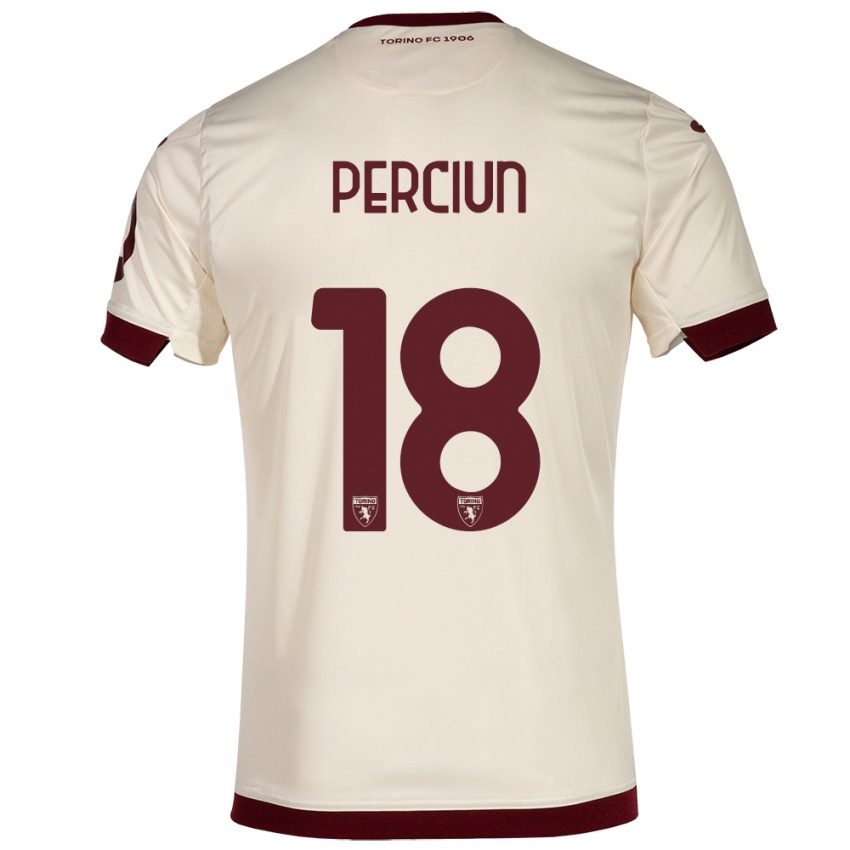 Mujer Camiseta Sergiu Perciun #18 Champán 2ª Equipación 2023/24 La Camisa