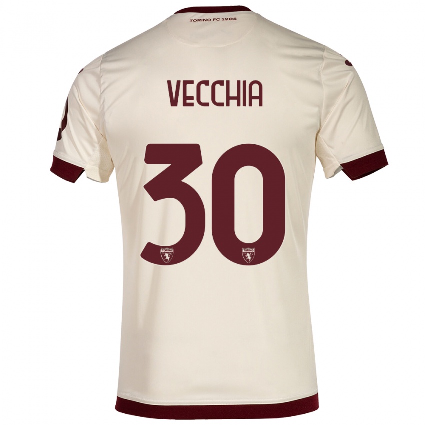 Mujer Camiseta Marco Dalla Vecchia #30 Champán 2ª Equipación 2023/24 La Camisa