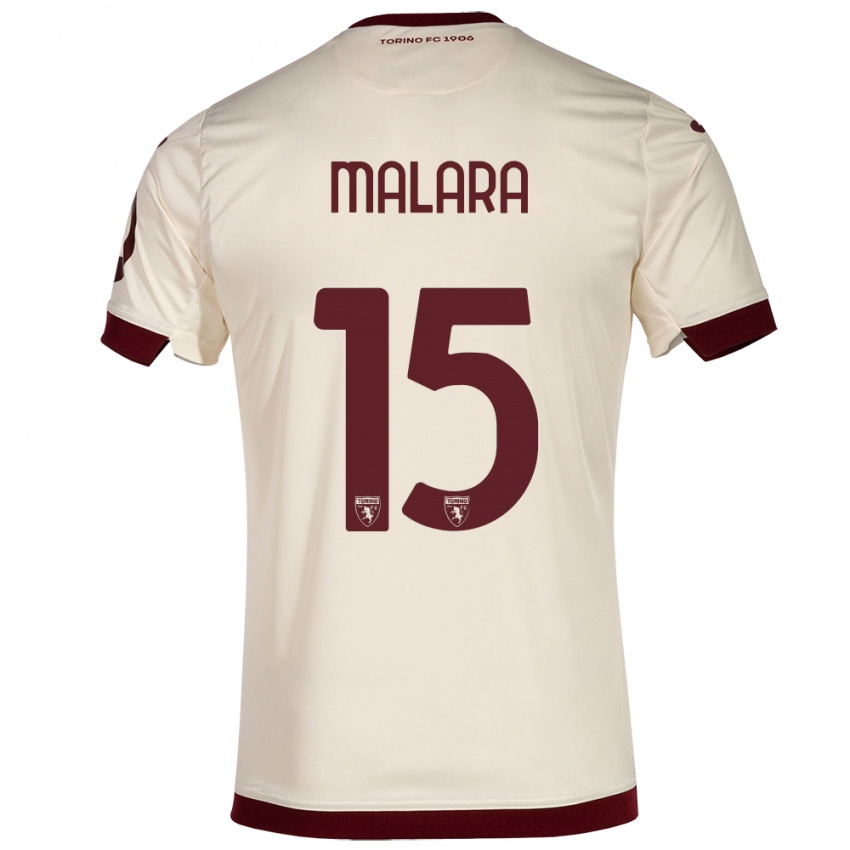 Mujer Camiseta Sara Malara #15 Champán 2ª Equipación 2023/24 La Camisa