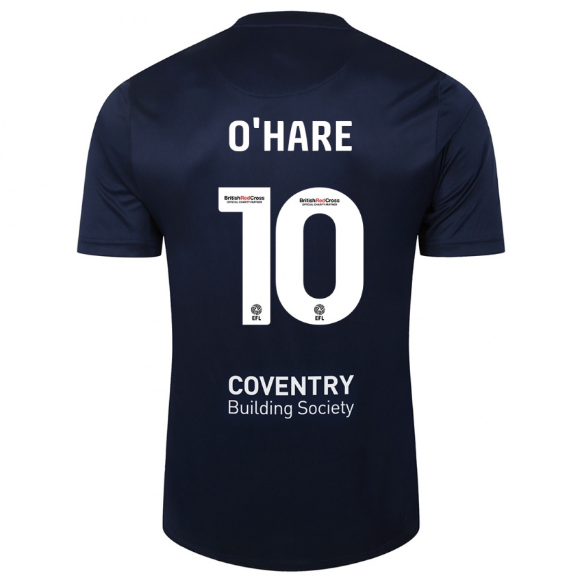 Mujer Camiseta Callum O'hare #10 Rojo Azul Marino 2ª Equipación 2023/24 La Camisa