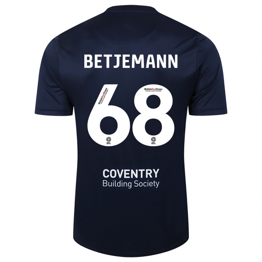 Mujer Camiseta Elliot Betjemann #68 Rojo Azul Marino 2ª Equipación 2023/24 La Camisa