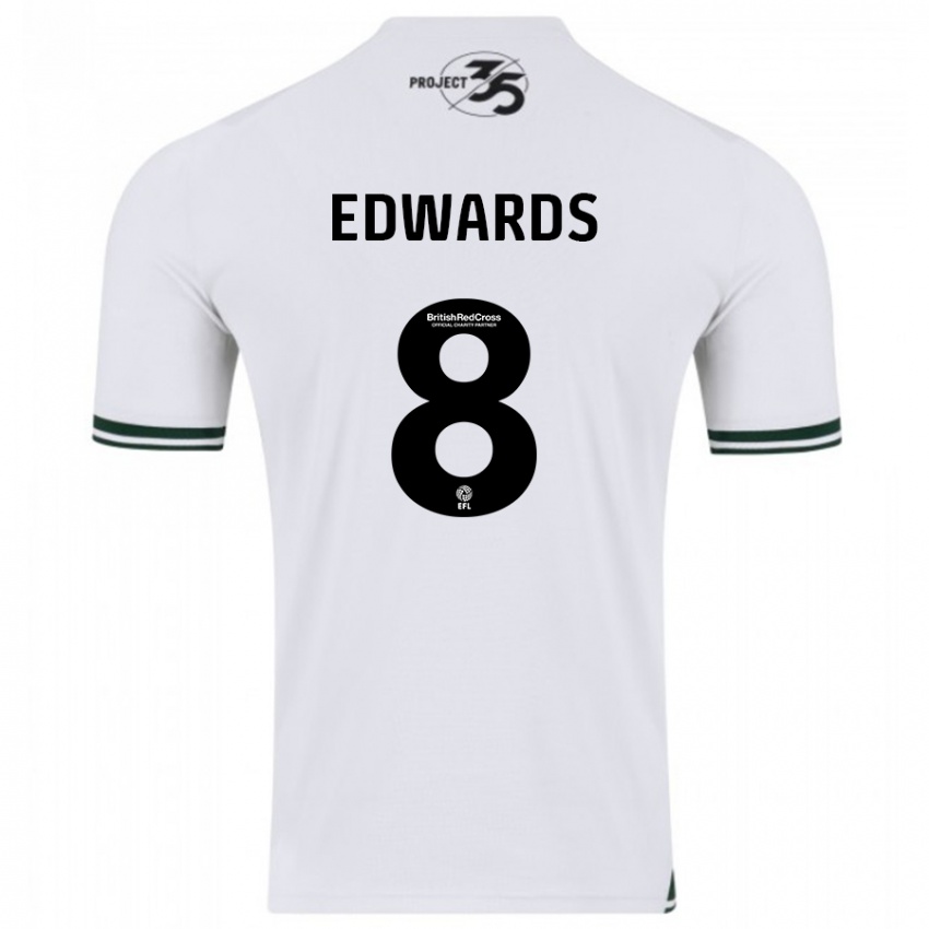 Mujer Camiseta Joe Edwards #8 Blanco 2ª Equipación 2023/24 La Camisa