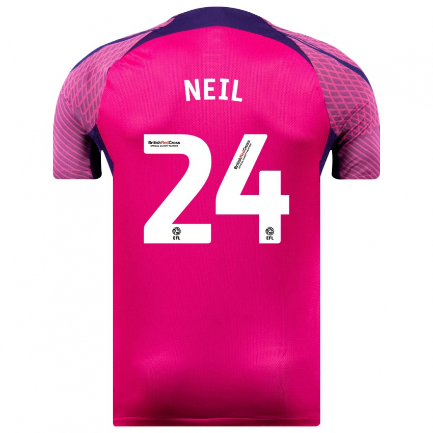 Mujer Camiseta Dan Neil #24 Morado 2ª Equipación 2023/24 La Camisa