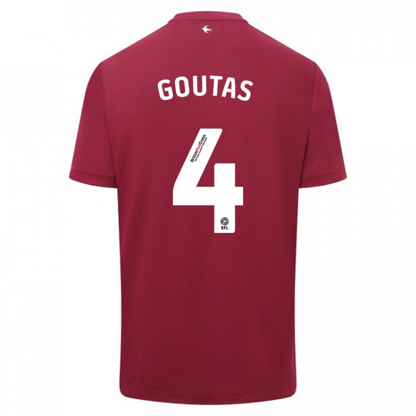 Mujer Camiseta Dimitrios Goutas #4 Rojo 2ª Equipación 2023/24 La Camisa