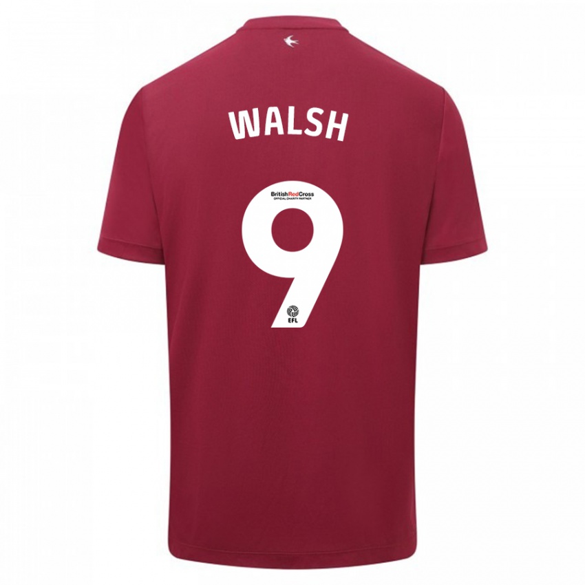 Mujer Camiseta Catherine Walsh #9 Rojo 2ª Equipación 2023/24 La Camisa