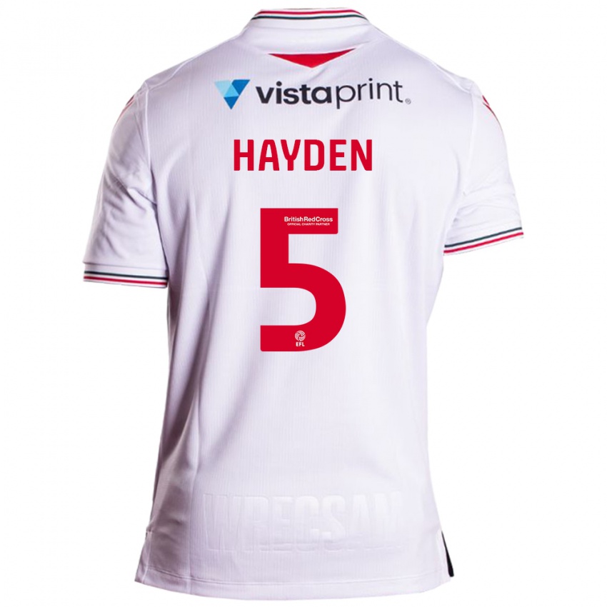Mujer Camiseta Aaron Hayden #5 Blanco 2ª Equipación 2023/24 La Camisa