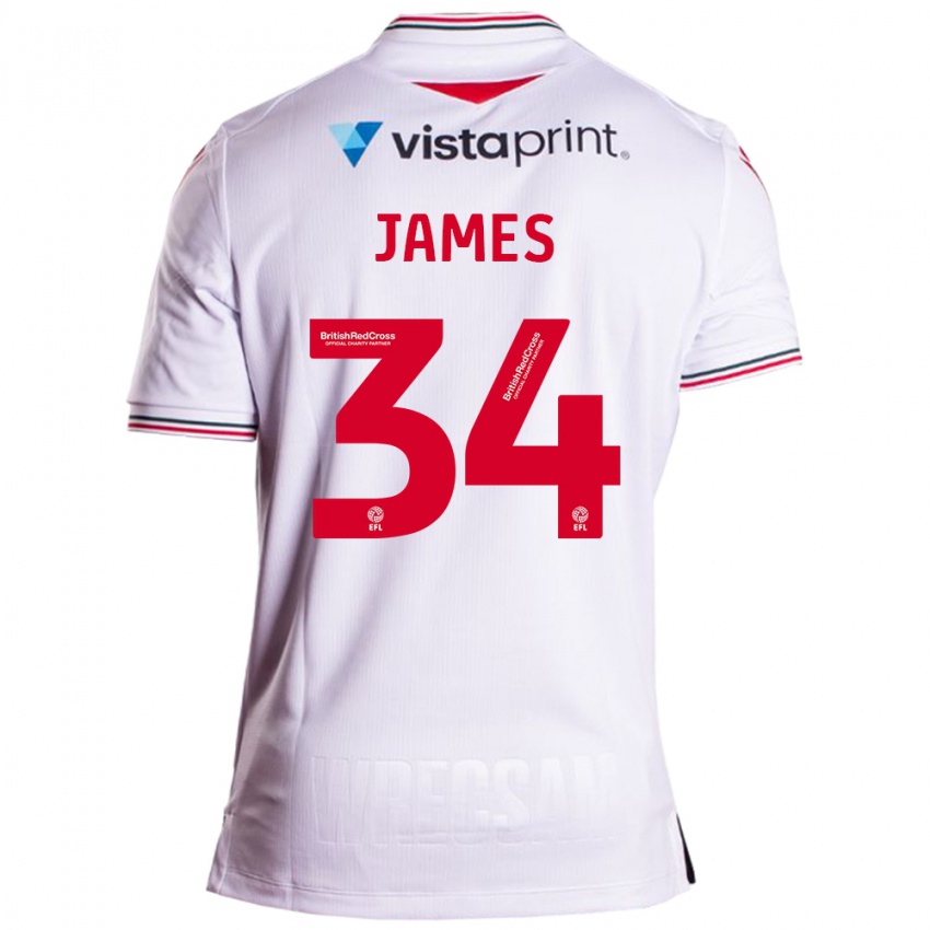Mujer Camiseta Aaron James #34 Blanco 2ª Equipación 2023/24 La Camisa