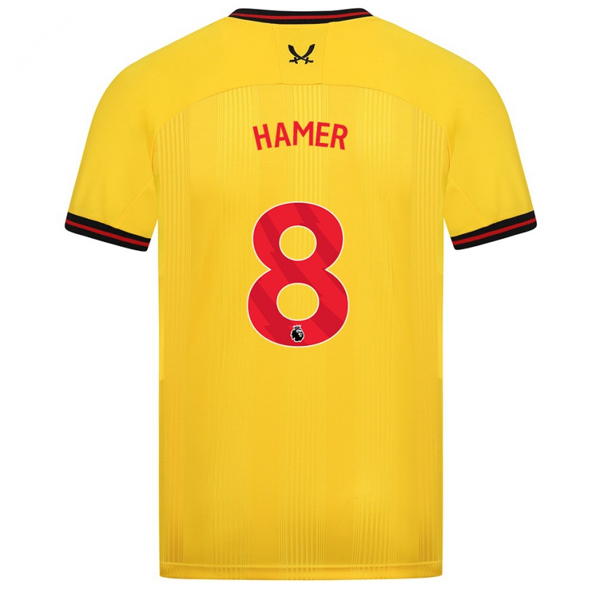 Mujer Camiseta Gustavo Hamer #8 Amarillo 2ª Equipación 2023/24 La Camisa