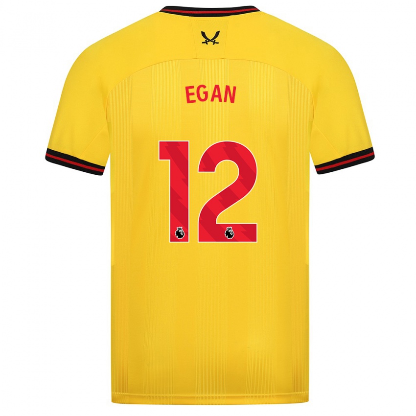 Mujer Camiseta John Egan #12 Amarillo 2ª Equipación 2023/24 La Camisa