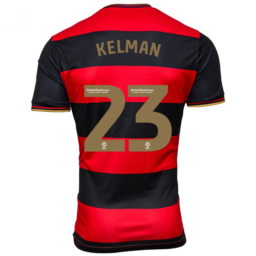Mujer Camiseta Charlie Kelman #23 Negro Rojo 2ª Equipación 2023/24 La Camisa
