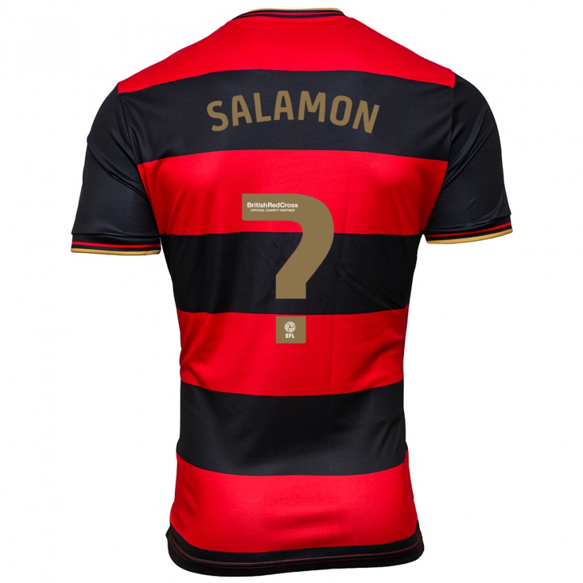 Mujer Camiseta Matteo Salamon #0 Negro Rojo 2ª Equipación 2023/24 La Camisa