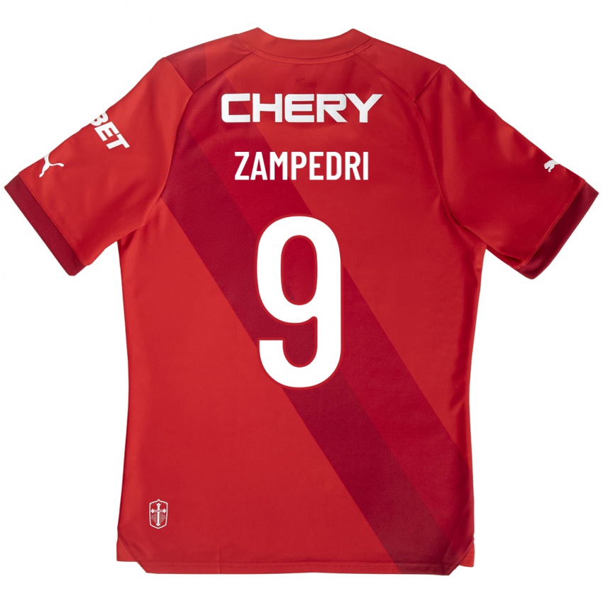 Mujer Camiseta Fernando Zampedri #9 Rojo 2ª Equipación 2023/24 La Camisa