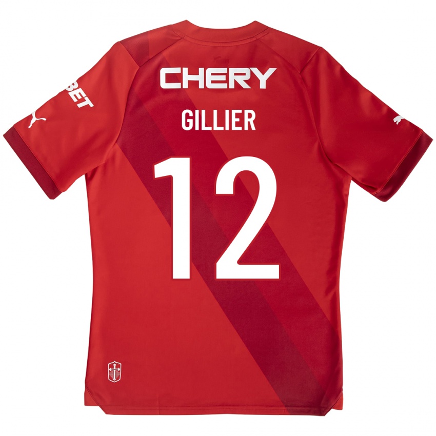 Mujer Camiseta Thomas Gillier #12 Rojo 2ª Equipación 2023/24 La Camisa