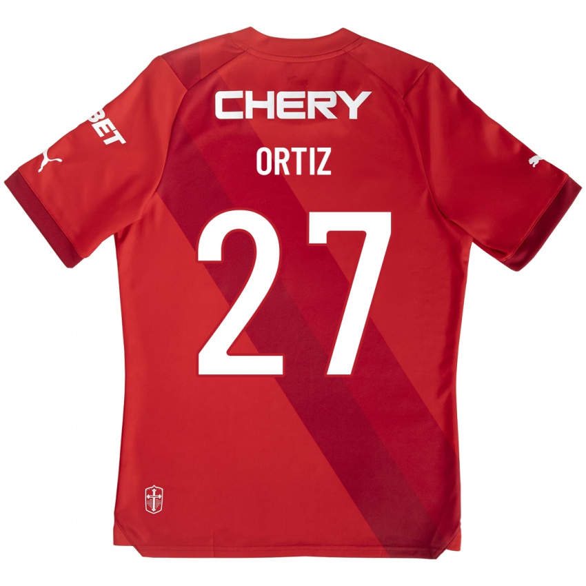 Mujer Camiseta Jorge Ortiz #27 Rojo 2ª Equipación 2023/24 La Camisa