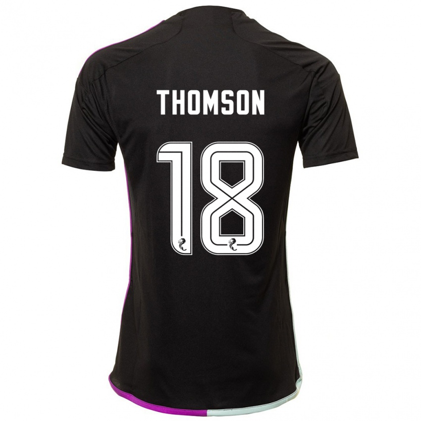 Mujer Camiseta Eva Thomson #18 Negro 2ª Equipación 2023/24 La Camisa