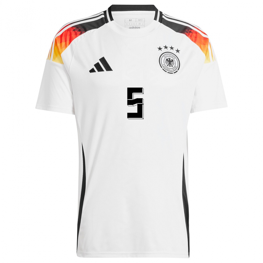 Niño Camiseta Alemania Maximilian Bauer #5 Blanco 1ª Equipación 24-26 La Camisa