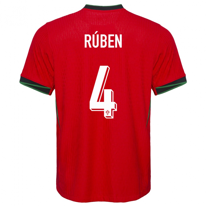 Niño Camiseta Portugal Ruben Dias #4 Rojo 1ª Equipación 24-26 La Camisa