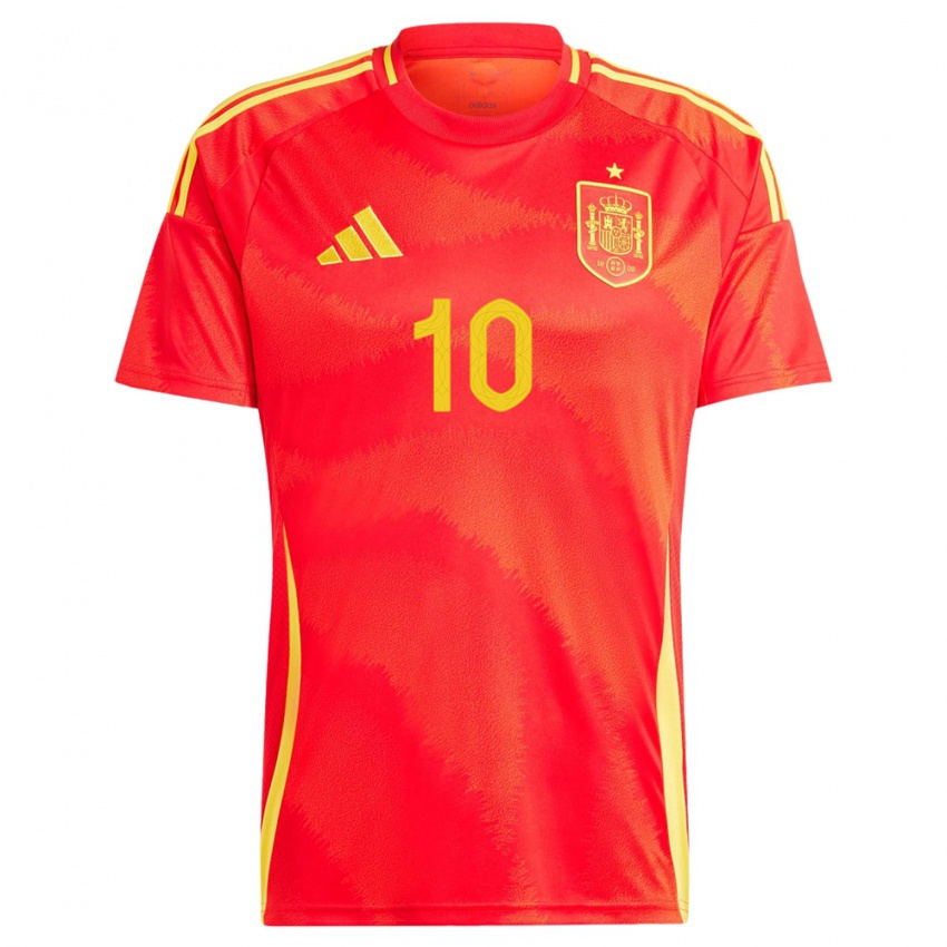 Niño Camiseta España Dani Olmo #10 Rojo 1ª Equipación 24-26 La Camisa