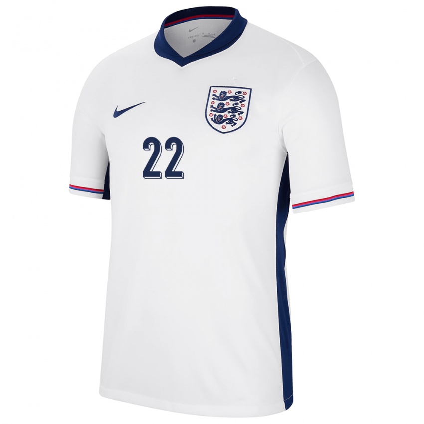 Niño Camiseta Inglaterra Tommy Simkin #22 Blanco 1ª Equipación 24-26 La Camisa