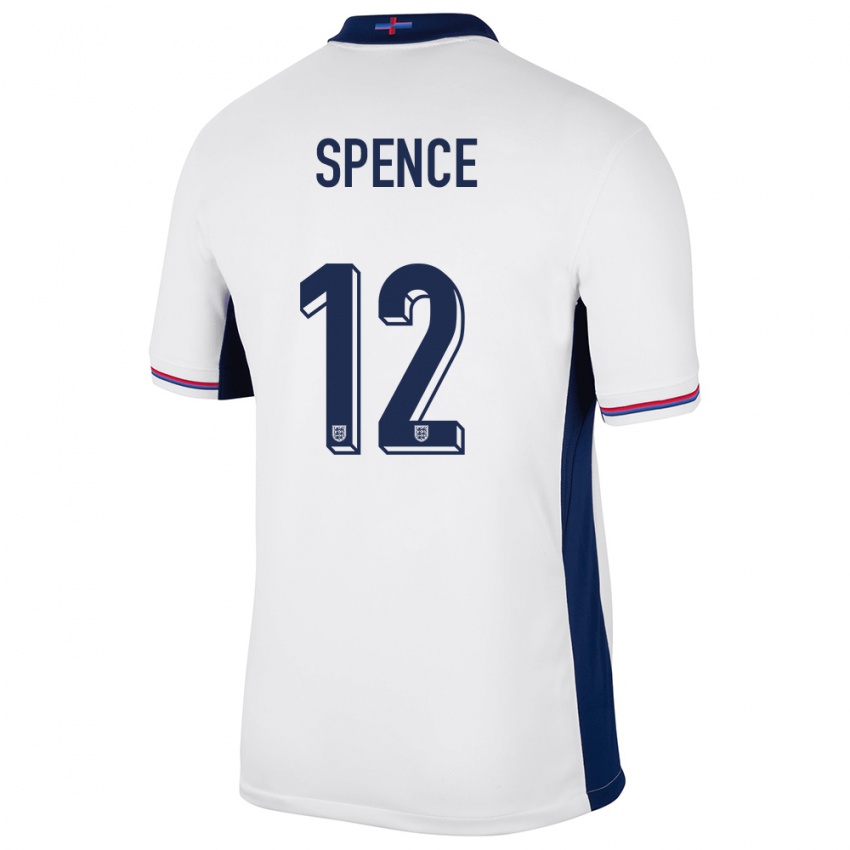 Niño Camiseta Inglaterra Djed Spence #12 Blanco 1ª Equipación 24-26 La Camisa