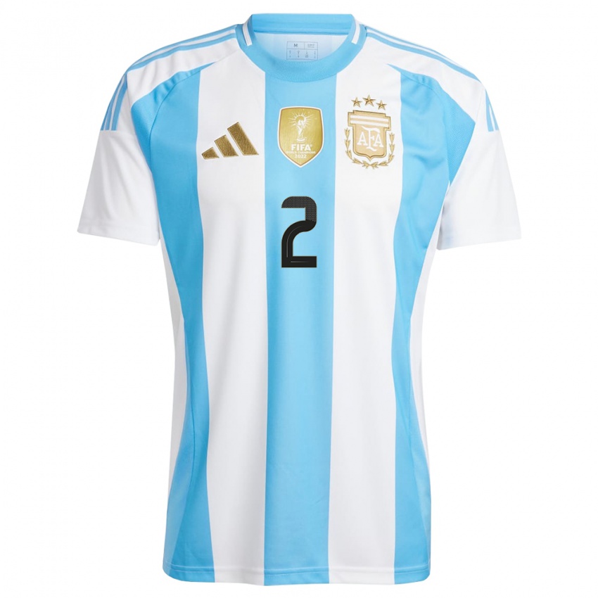 Niño Camiseta Argentina Luana Munoz #2 Blanco Azul 1ª Equipación 24-26 La Camisa