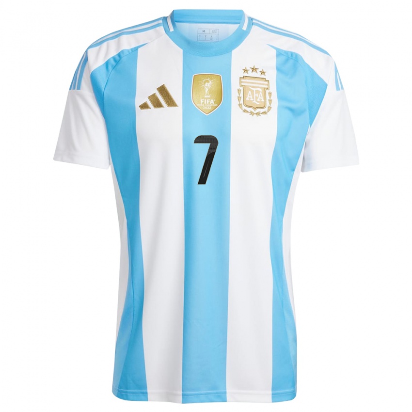 Niño Camiseta Argentina Rodrigo De Paul #7 Blanco Azul 1ª Equipación 24-26 La Camisa