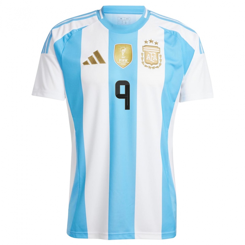 Niño Camiseta Argentina Julian Alvarez #9 Blanco Azul 1ª Equipación 24-26 La Camisa