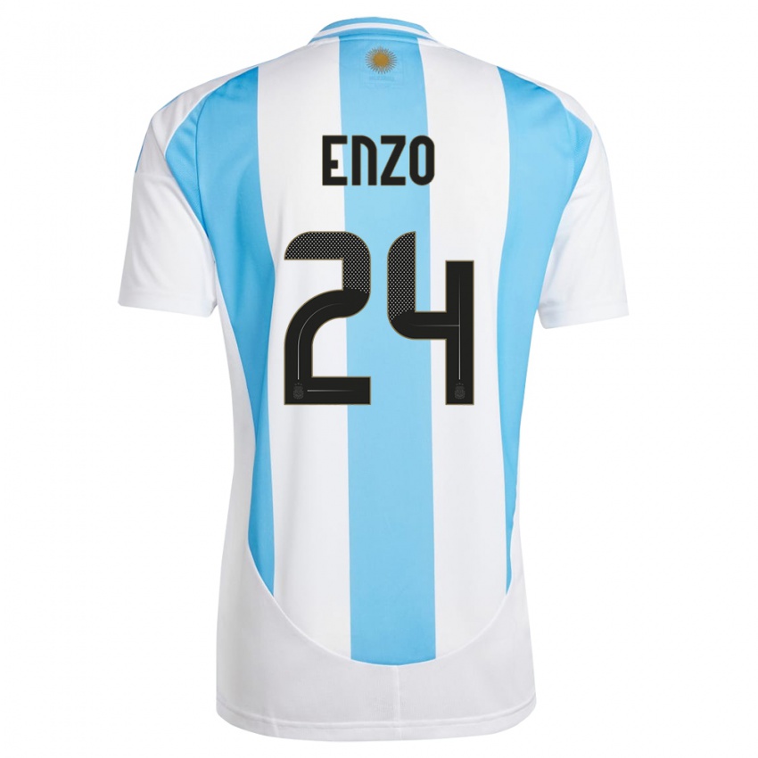 Niño Camiseta Argentina Enzo Fernandez #24 Blanco Azul 1ª Equipación 24-26 La Camisa