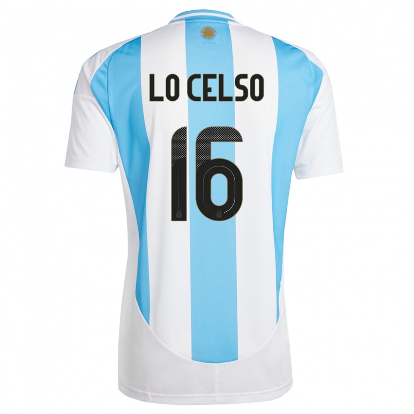 Niño Camiseta Argentina Giovani Lo Celso #16 Blanco Azul 1ª Equipación 24-26 La Camisa