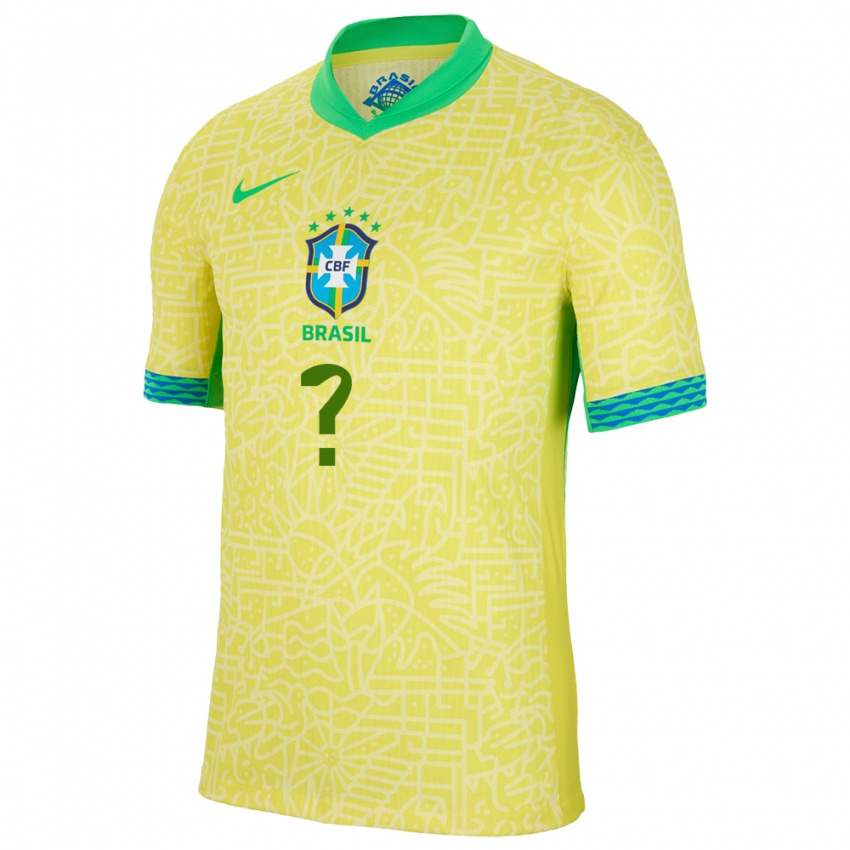 Niño Camiseta Brasil Su Nombre #0 Amarillo 1ª Equipación 24-26 La Camisa