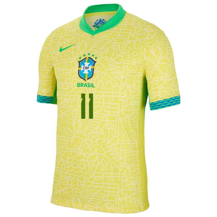 Niño Camiseta Brasil Adriana #11 Amarillo 1ª Equipación 24-26 La Camisa