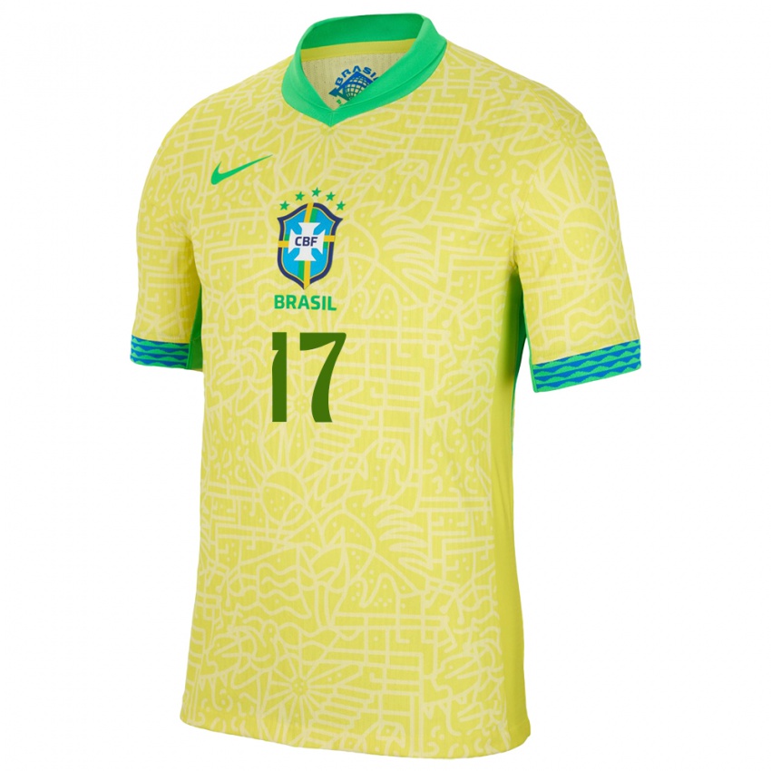 Niño Camiseta Brasil William Gomes #17 Amarillo 1ª Equipación 24-26 La Camisa