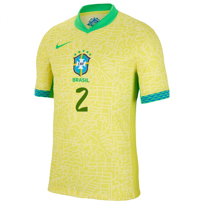 Niño Camiseta Brasil Danilo #2 Amarillo 1ª Equipación 24-26 La Camisa