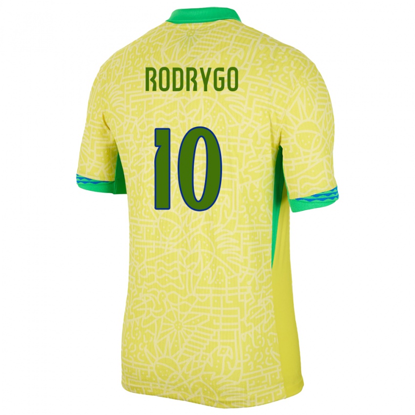 Niño Camiseta Brasil Rodrygo #10 Amarillo 1ª Equipación 24-26 La Camisa