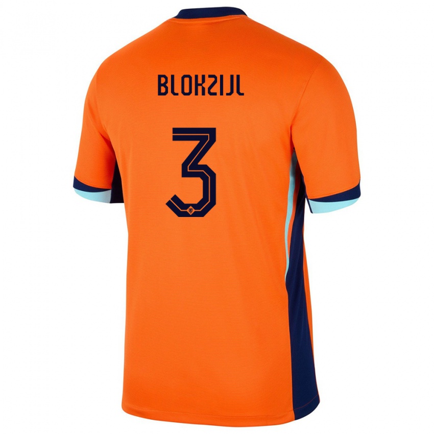 Niño Camiseta Países Bajos Thijmen Blokzijl #3 Naranja 1ª Equipación 24-26 La Camisa