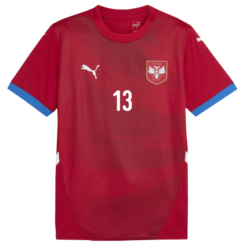 Niño Camiseta Serbia Stefan Bukinac #13 Rojo 1ª Equipación 24-26 La Camisa