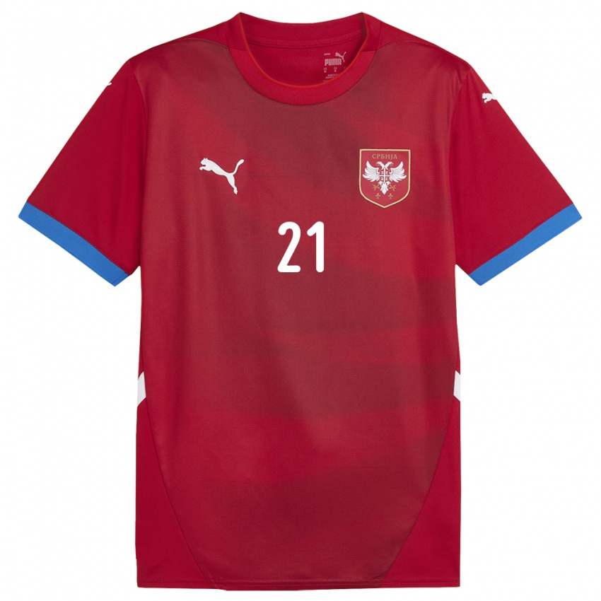 Niño Camiseta Serbia Filip Djuricic #21 Rojo 1ª Equipación 24-26 La Camisa