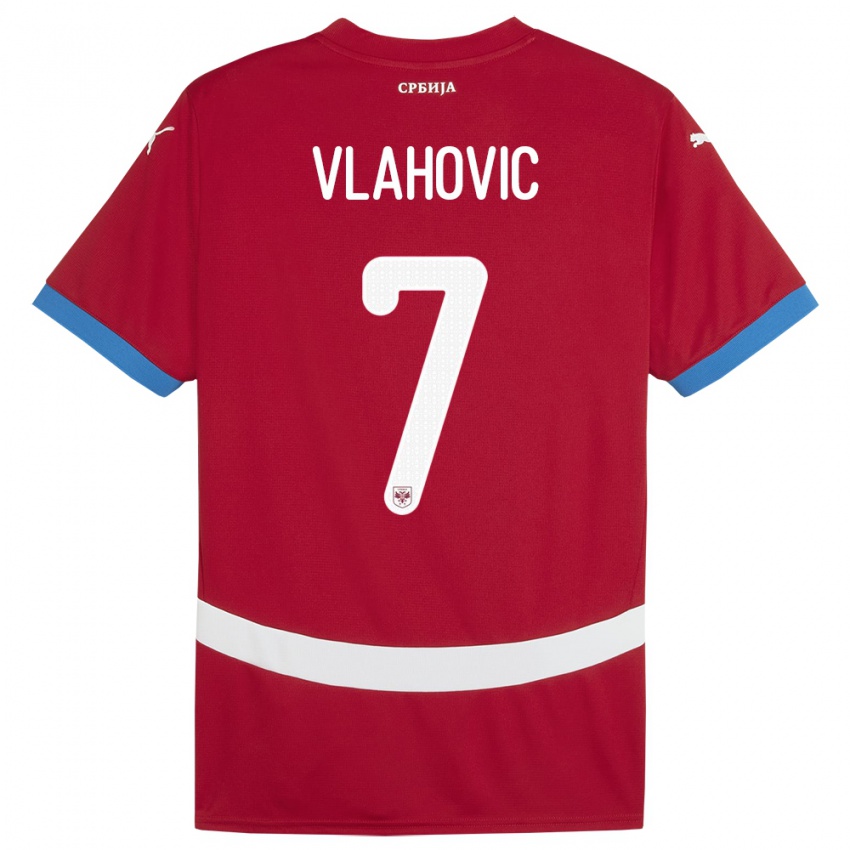 Niño Camiseta Serbia Dusan Vlahovic #7 Rojo 1ª Equipación 24-26 La Camisa