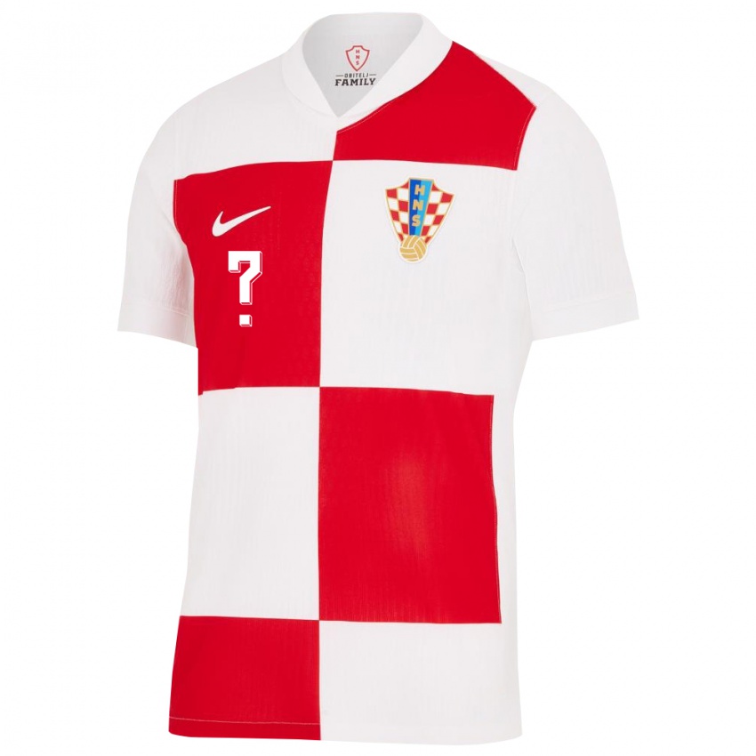 Niño Camiseta Croacia Su Nombre #0 Blanco Rojo 1ª Equipación 24-26 La Camisa