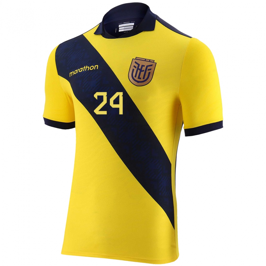 Niño Camiseta Ecuador William Pacho #24 Amarillo 1ª Equipación 24-26 La Camisa