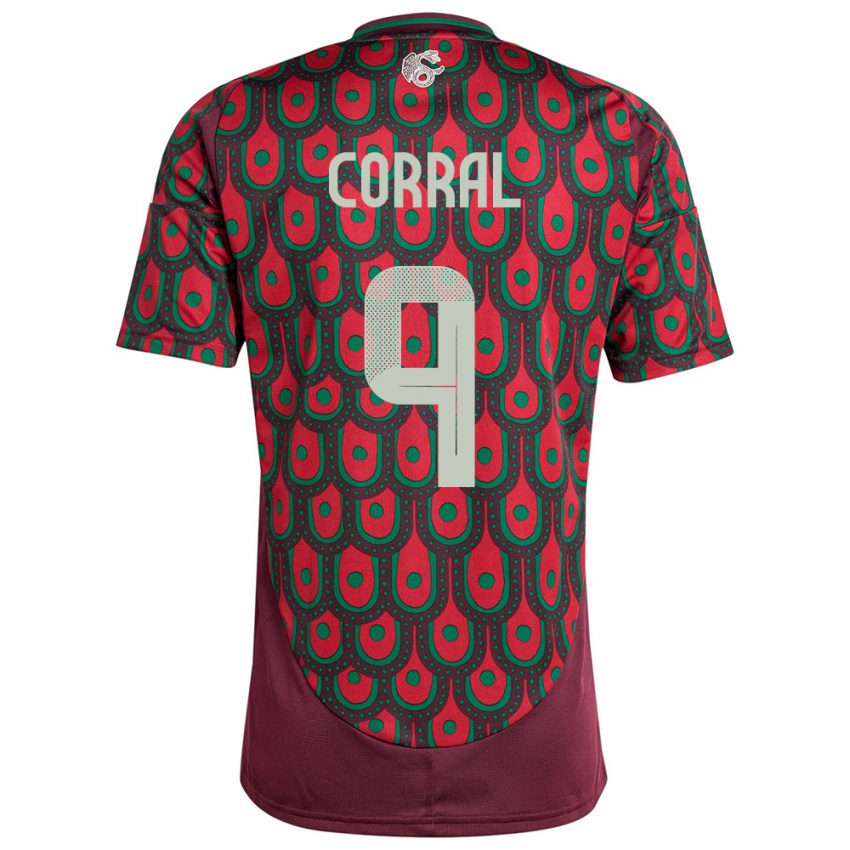 Niño Camiseta México Charlyn Corral #9 Granate 1ª Equipación 24-26 La Camisa