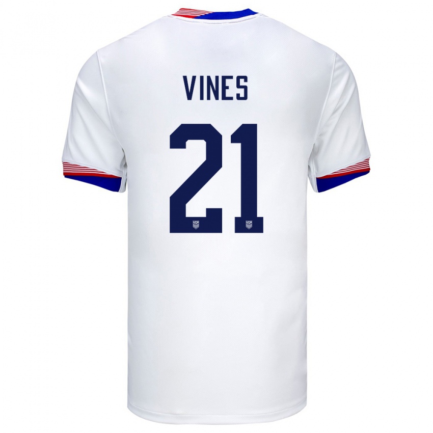 Niño Camiseta Estados Unidos Sam Vines #21 Blanco 1ª Equipación 24-26 La Camisa