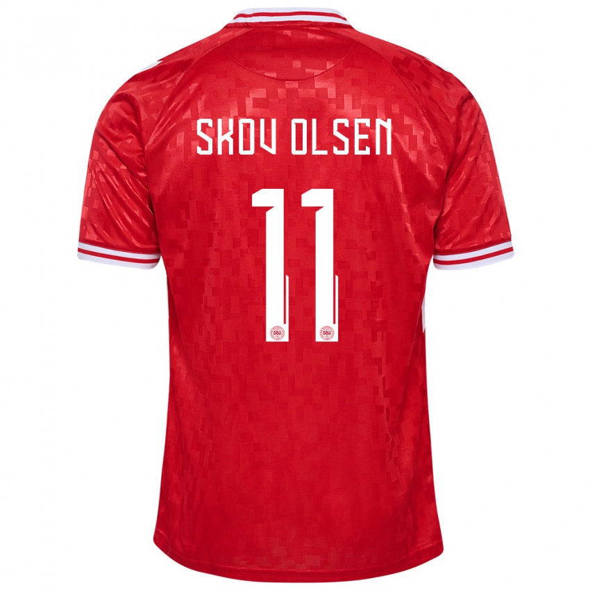 Niño Camiseta Dinamarca Andreas Skov Olsen #11 Rojo 1ª Equipación 24-26 La Camisa